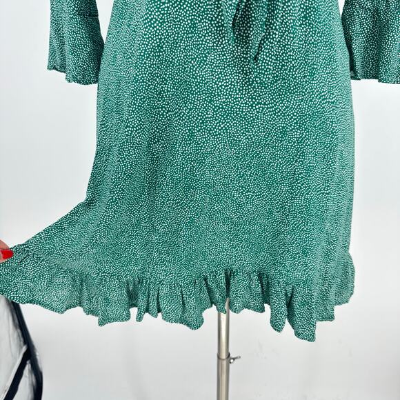 AUGUSTE Diamond Rumba Sleeved Mini Dress Green US 6 Long Sleeve Coquette Fairy - Picture 9 of 14